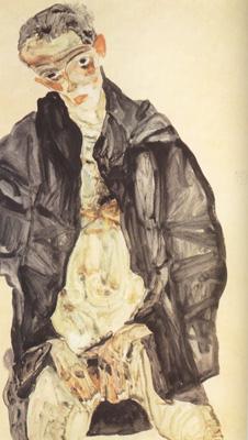 Egon Schiele Self-Portrait in Black Cloak (mk12) oil painting picture